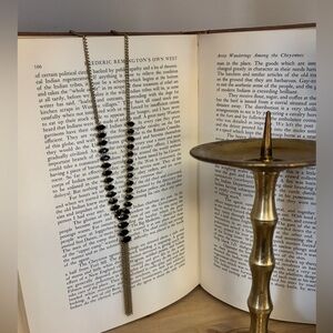 Banana Republic Black and Gold Tassel Pendant Necklace